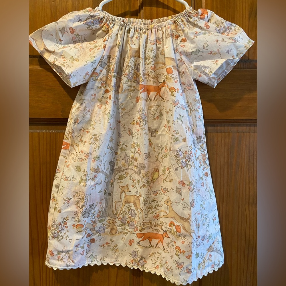 Girls Sz 4T Floral Animal Print woodland dress with deer